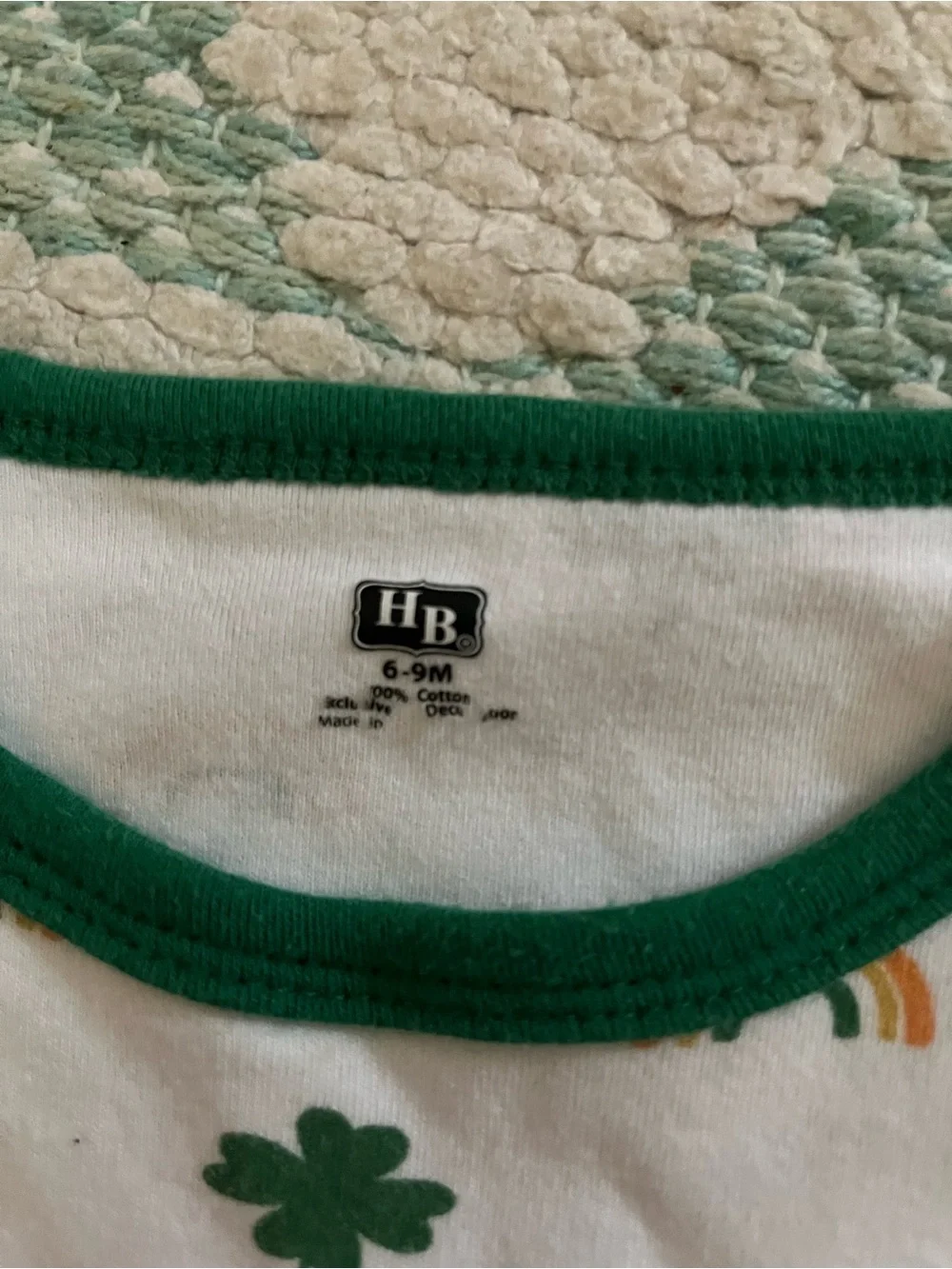 Kids' Short Sleeve Play Dress - White with Green Shamrocks & Rainbows
